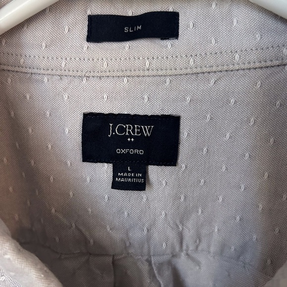 J.Crew men’s grey and white dot button up Oxford dress shirt Large slim fit - Picture 4 of 7